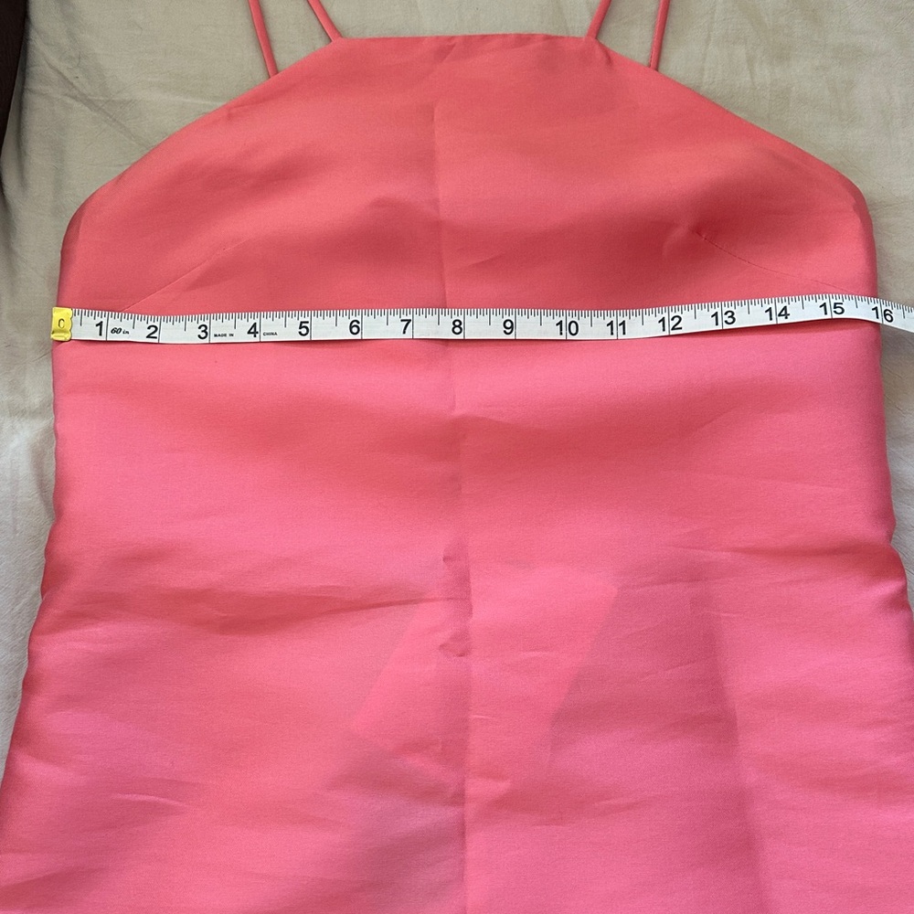 Satin Coral Slip Maxi Dress with Spaghetti Straps - Picture 7 of 10